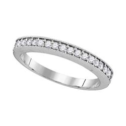 Round Pave-set Diamond Single Row Wedding Band 1/4 Cttw 10kt White Gold