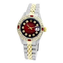 Rolex Pre-owned 26mm Womens Custom Red Vignette Two Tone - REF-530X4K