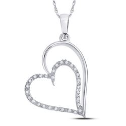 Diamond Heart Pendant 1/8 Cttw 10kt White Gold