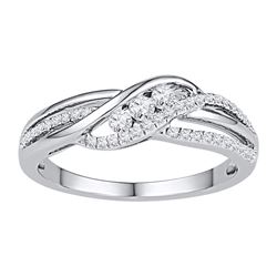 Diamond 3-stone Bridal Wedding Engagement Ring 1/4 Cttw 10kt White Gold