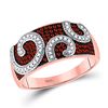 Image 1 : Round Red Color Enhanced Diamond Curl Band Ring 1/3 Cttw 10kt Rose Gold