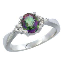 1.06 CTW Mystic Topaz & Diamond Ring 10K White Gold - REF-28A4X