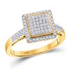 Image 1 : Diamond Square Frame Cluster Ring 1/3 Cttw 10kt Yellow Gold