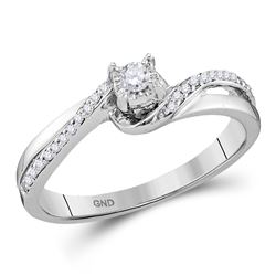 Diamond Solitaire Bridal Wedding Engagement Ring 1/8 Cttw 10kt White Gold