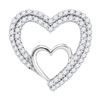 Image 1 : Diamond Double Nested Heart Pendant 1/2 Cttw 10kt White Gold
