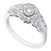 Image 1 : Diamond Solitaire Floral Cluster Milgrain Ring 1/3 Cttw 10kt White Gold