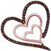 Image 1 : Round Red Color Enhanced Diamond Heart Pendant 1/6 Cttw 10kt Rose Gold