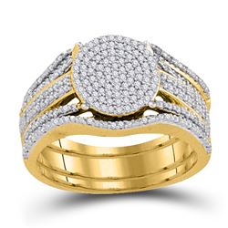 Diamond Cluster Bridal Wedding Engagement Ring Band Set 3/8 Cttw 10k Yellow Gold
