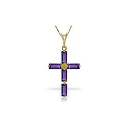 Genuine 1.15 ctw Amethyst Necklace 14KT Yellow Gold - REF-28W4Y
