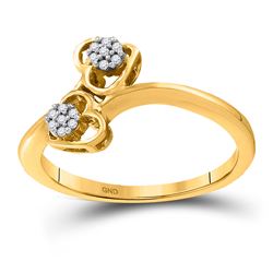 Diamond Slender Double Heart Bypass Ring 1/20 Cttw 10kt Yellow Gold