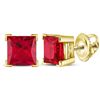 Image 1 : Lab-Created Ruby Solitaire Earrings 2.00 Cttw 10kt Yellow Gold