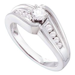 Diamond Solitaire Bridal Wedding Engagement Ring 3/8 Cttw 14kt White Gold