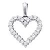 Image 1 : Round Pave-set Diamond Heart Pendant 1/3 Cttw 14kt White Gold