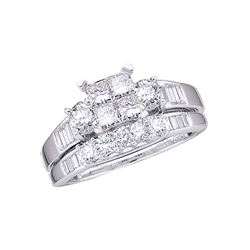 Diamond Bridal Wedding Engagement Ring Band Set 1.00 Cttw  14kt White Gold