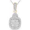 Image 1 : Diamond Square Cluster Pendant 3/8 Cttw 14kt Yellow Gold