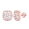 Image 1 : Diamond Square Floral Cluster Earrings 3/8 Cttw 14kt Rose Gold