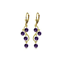 Genuine 4.95 ctw Amethyst Earrings 14KT Yellow Gold - REF-53P8H