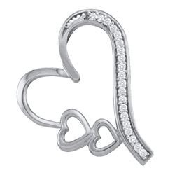 Diamond Triple Trinity Heart Pendant 1/12 Cttw 10kt White Gold