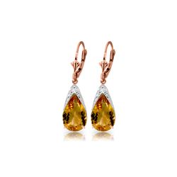 Genuine 10 ctw Citrine Earrings 14KT Rose Gold - REF-55H5X