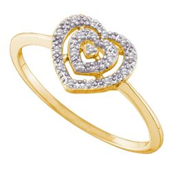 Diamond Slender Heart Cluster Ring 1/20 Cttw 10kt Yellow Gold