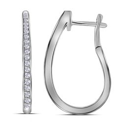 Diamond Inside-Outside Oblong Hoop Earrings 1/2 Cttw 10kt White Gold