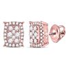 Image 1 : Diamond Rectangular Cluster Earrings 1/4 Cttw 14kt Rose Gold