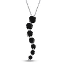 Black Color Enhanced Diamond Journey Love Anniversary Pendant 1/2 Cttw 10k White Gold