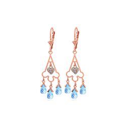 Genuine 4.83 ctw Blue Topaz & Diamond Earrings 14KT Rose Gold - REF-52R7P