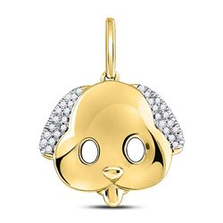 Diamond Puppy Dog Emoji Animal Pendant 1/12 Cttw 10kt Yellow Gold