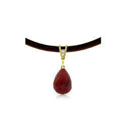 Genuine 15.51 ctw Ruby & Diamond Necklace 14KT Yellow Gold - REF-30N2R