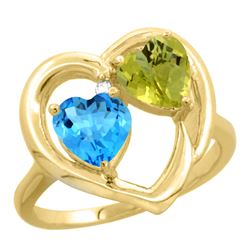 2.61 CTW Diamond, Swiss Blue Topaz & Lemon Quartz Ring 10K Yellow Gold - REF-23X5M