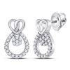 Image 1 : Diamond Heart Teardrop Dangle Stud Earrings 1/6 Cttw 10kt White Gold