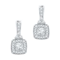 Diamond Square Dangle Earrings 1/2 Cttw 10kt White Gold