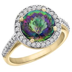 2.44 CTW Mystic Topaz & Diamond Ring 10K Yellow Gold - REF-57R3H