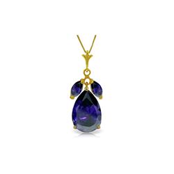 Genuine 5.15 ctw Sapphire Necklace 14KT Yellow Gold - REF-53X2M