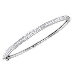 Channel-set Diamond Single Row Bangle Bracelet 2.00 Cttw 14kt White Gold