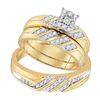 Image 1 : His & Hers Diamond Solitaire Matching Bridal Wedding Ring Band Set 3/8 Cttw 10kt Yellow Gold