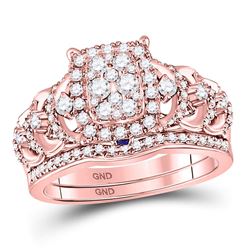 Diamond Bridal Wedding Engagement Ring Band Set 1.00 Cttw 14kt Rose Gold