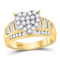 Diamond Heart Cluster Bridal Wedding Engagement Ring 1.00 Cttw 10kt Yellow Gold