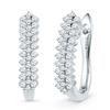 Image 1 : Diamond Oblong Hoop Earrings 1/2 Cttw 10kt White Gold