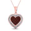 Image 1 : Round Red Color Enhanced Diamond Heart Pendant 1/8 Cttw 10kt Rose Gold