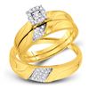 Image 1 : His & Hers Diamond Solitaire Matching Bridal Wedding Ring Band Set 1/5 Cttw 10kt Yellow Gold