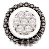 Image 1 : Round Black Color Enhanced Diamond Framed Flower Cluster Pendant 1/3 Cttw 14kt White Gold