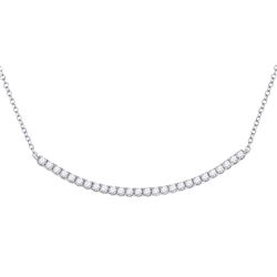 Diamond Curved Bar Necklace 3/4 Cttw 14kt White Gold