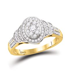 Diamond Solitaire Oval Cluster Ring 1/2 Cttw 10kt Yellow Gold