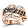 Image 1 : Round Brown Diamond Crossover Band Ring 1/2 Cttw 10kt Rose Gold