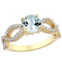 1 CTW Aquamarine & Diamond Ring 14K Yellow Gold - REF-52N2Y