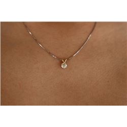 Natural 0.50 ctw Diamond VS2-J Solitaire Necklace 14K 2-Tone Gold - REF-72N6A