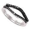 Image 1 : Round Black Color Enhanced Diamond Ring Guard Wrap Solitaire Enhancer 1/3 Cttw 10kt White Gold