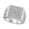 Image 1 : Mens Diamond Polished Square Cluster Ring 1/2 Cttw 10kt White Gold